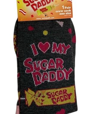 I ♥ My Sugar Daddy Gray Crew Socks - Novelty Men's Socks